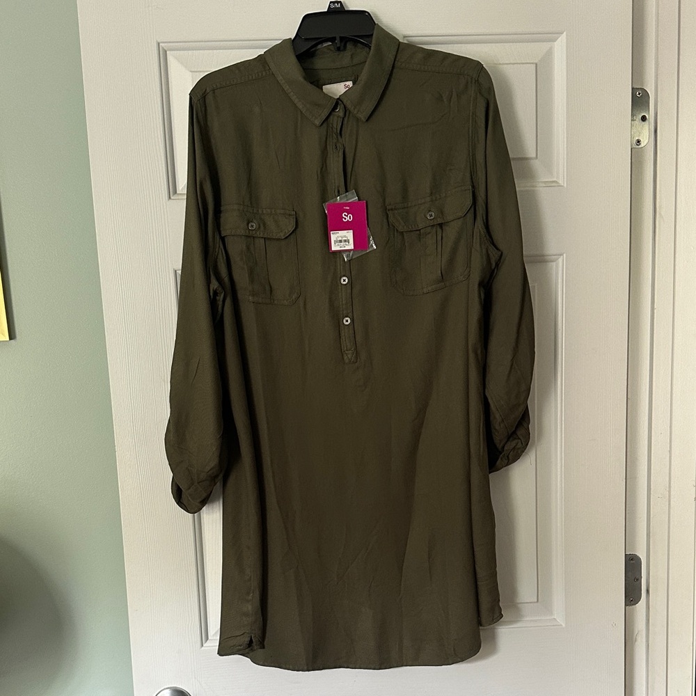 SO Women's Long Sleeve Olive Dress